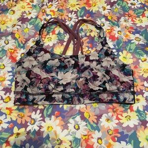 Floral Sports Bra with Strappy Back
